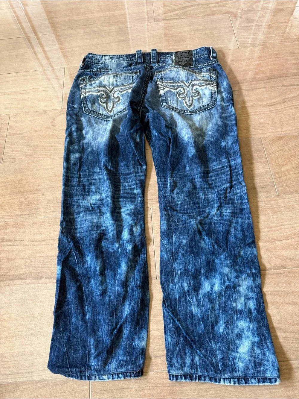 Rock Revival Men's Distressed Blue Wash Jeans